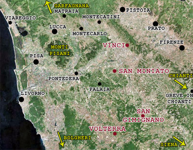 tuscany villages tour map